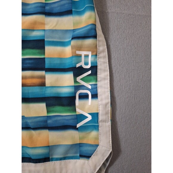 RVCA Danny Fuller Blue Multi Colorblock Unlined Swim Trunks Board Shorts 30 X 9 - Picture 2 of 9